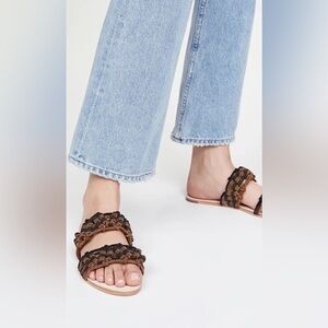 Ulla Johnson Cosa Flat Woven Boho beach coastal Sandal, Size 41 US 9:5